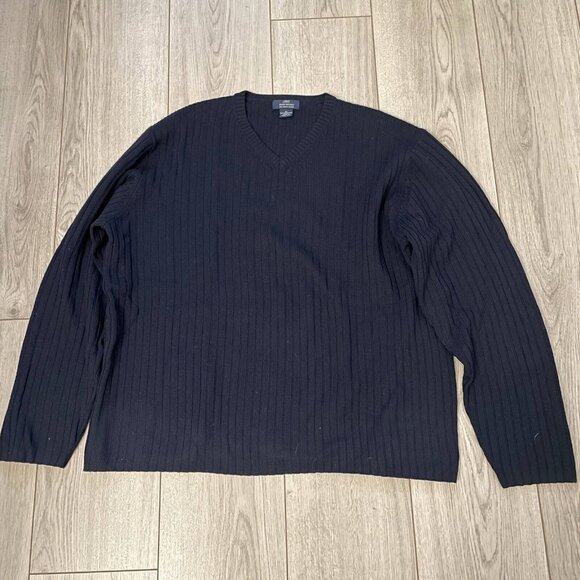 Brooks Brothers 346 Merino Wool Sweater Men Size X-Large Blue V Neck Long Sleeve - Picture 1 of 9
